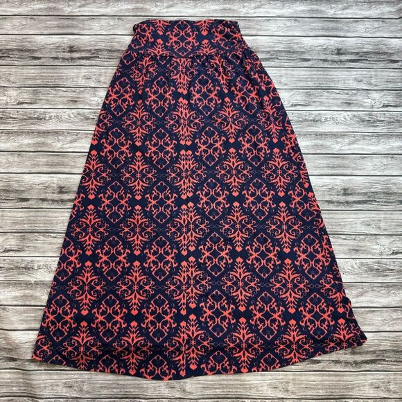 Joe Benbasset Women's A-Line Maxi Skirt Navy Blue Coral Pink M Med Medium Flowy - Picture 4 of 11